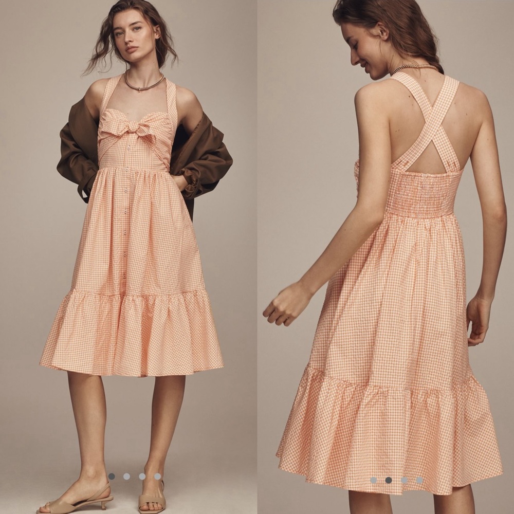 Maeve Halter Bow Front Midi dress - Picture 3 of 14